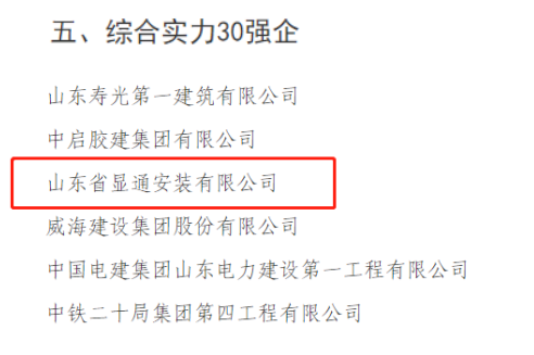 喜报!我市获得2022年度山东省建筑业十强县***名！公司荣获“山东省建筑业综合实力30强企”称号